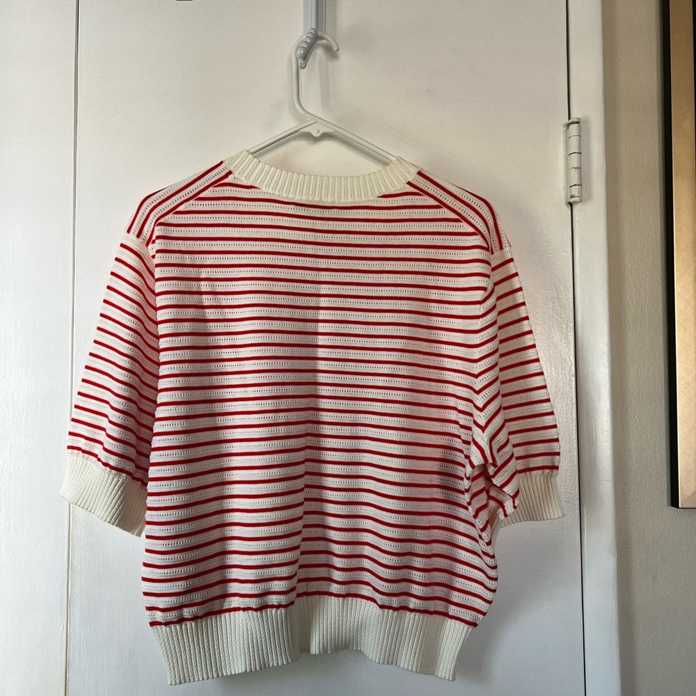 Madewell Cream and Red Striped Knit Top - Picture 2 of 8